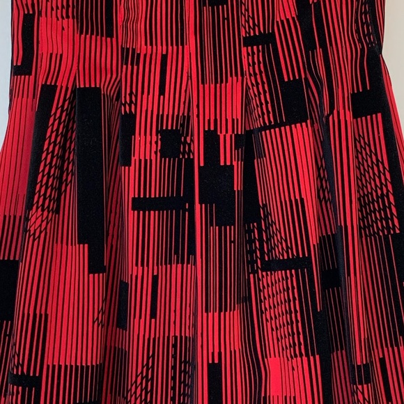 Calvin Klein Fit & Flare Velvet Scuba Dress, Red - Picture 6 of 14